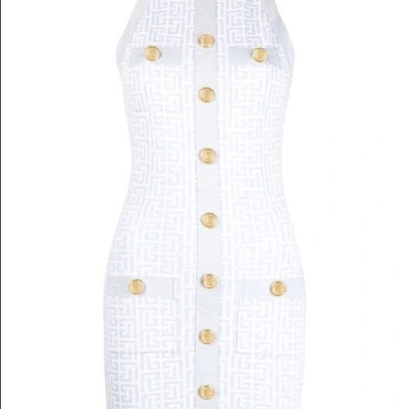 Balmain Jacquard Monogram Sleeveless Dress NWT - Picture 3 of 3